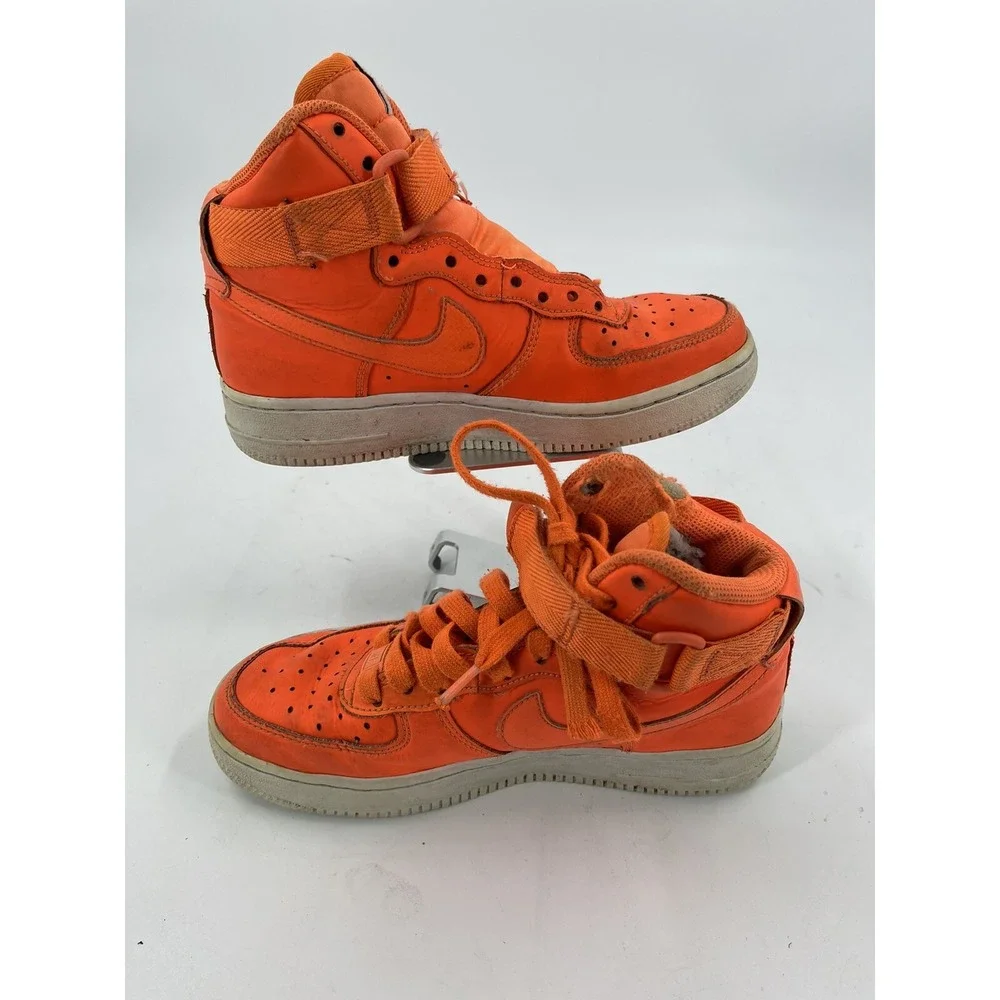 Nike Boys Air Force 1 Size 3.5Y AV7951-800 Orange Running Shoes Lace‎ Up Mid Top